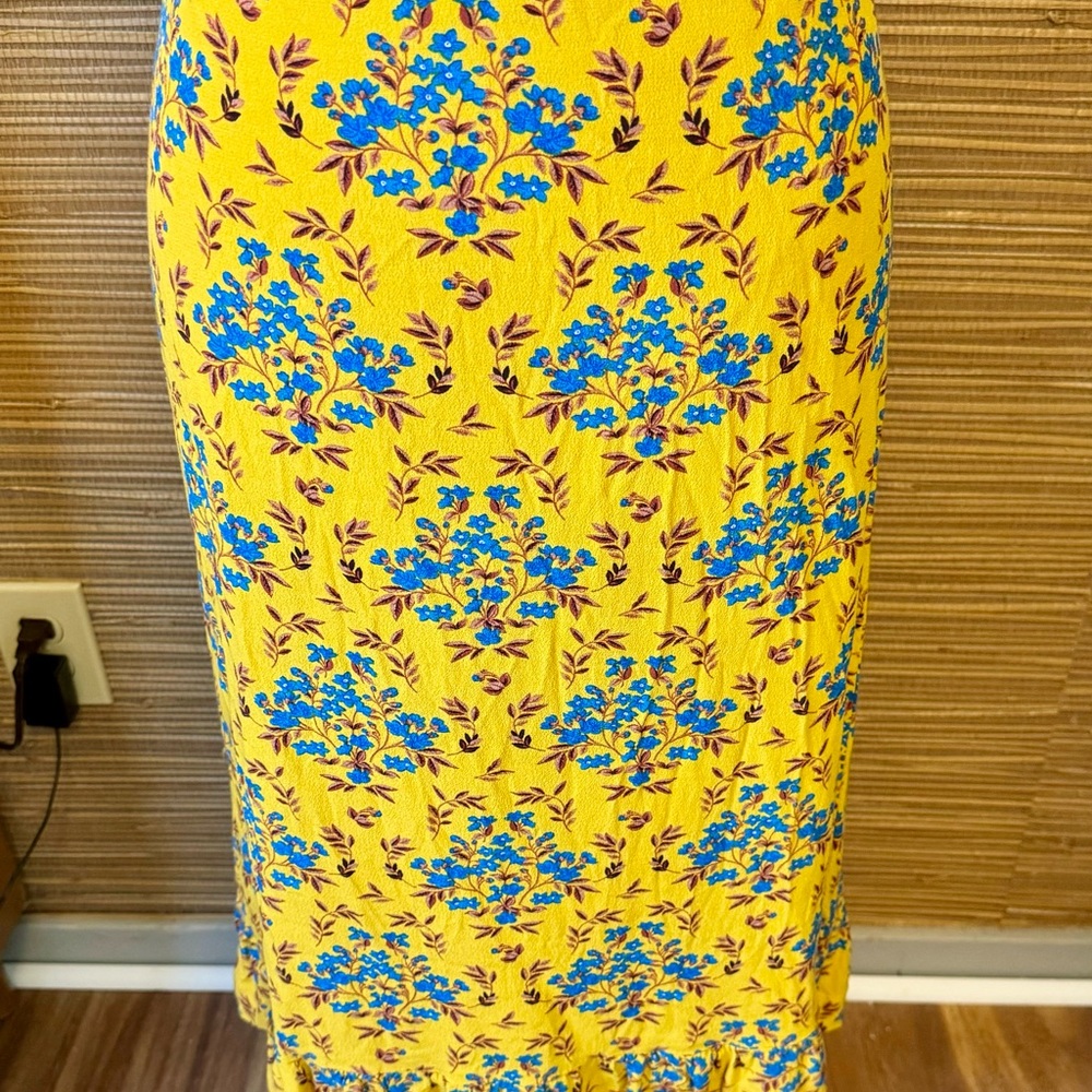 Ann Taylor Yellow Floral Pencil Skirt